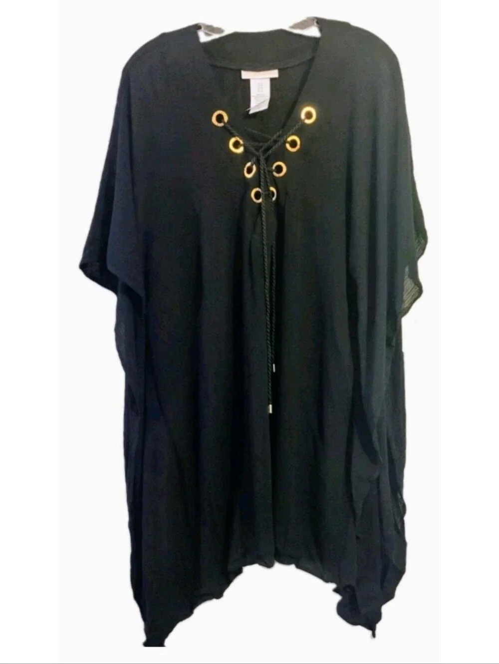 Women's Blanca Resortwear Cover Up Dress Size Medium Black Lace Up V-Neck
